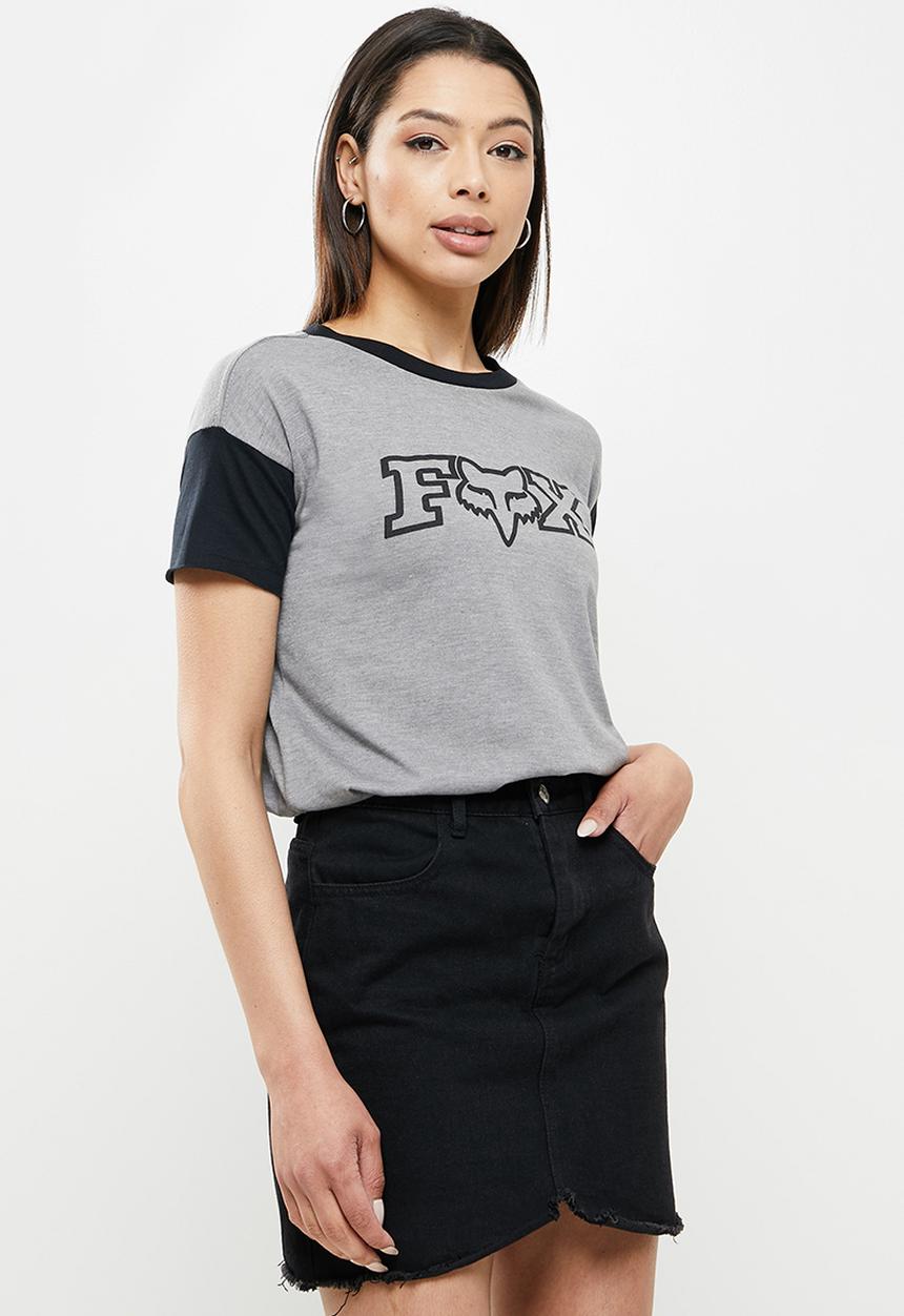 Fox - Born and raised short sleeve top - grey & black