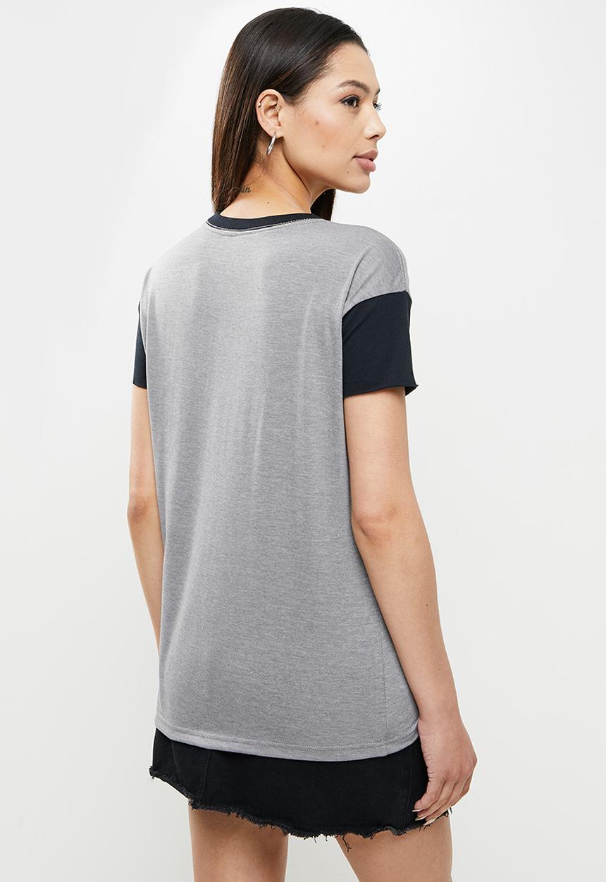 Fox - Born and raised short sleeve top - grey & black