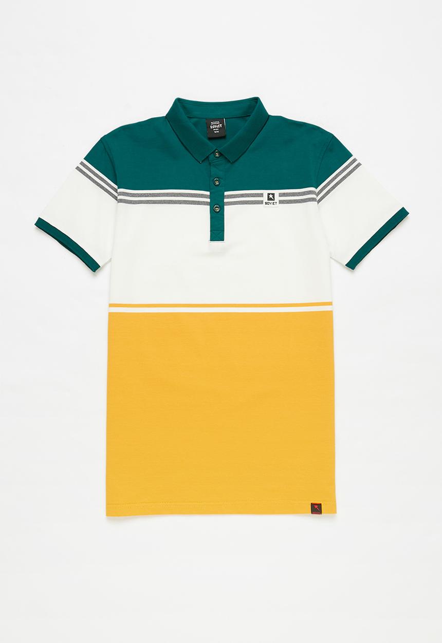 SOVIET - B drogo y/dye stripe golfer - dark teal