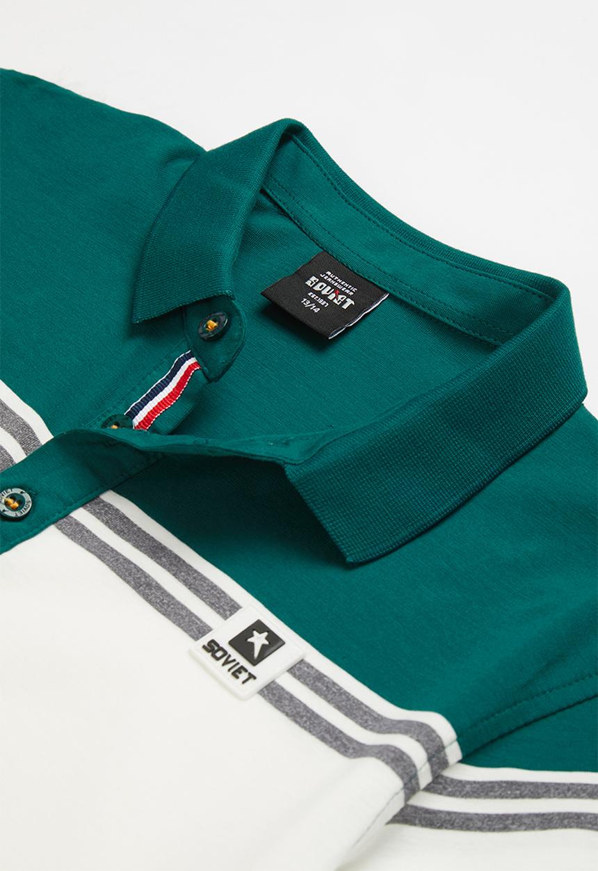 SOVIET - B drogo y/dye stripe golfer - dark teal