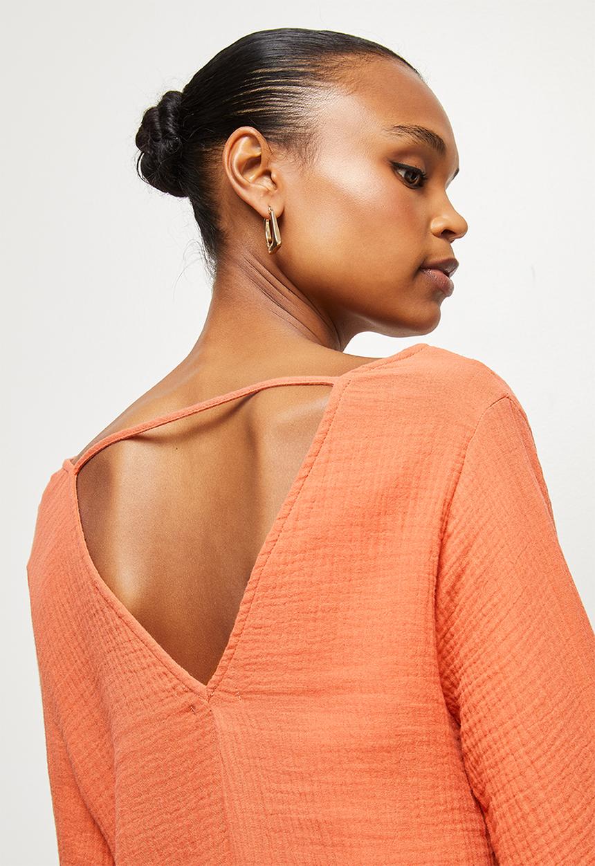MILLA - Voluminous open back mini dress - orange