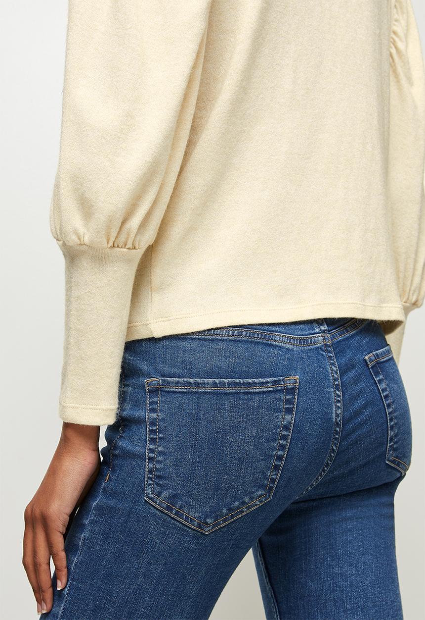 MILLA - Cut & sew bishop sleeve top - stone 