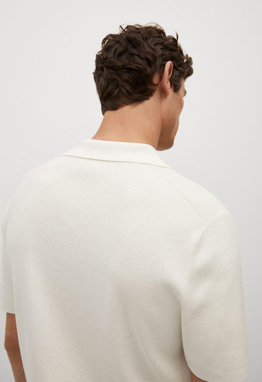 MANGO - Polo shirt lino - white