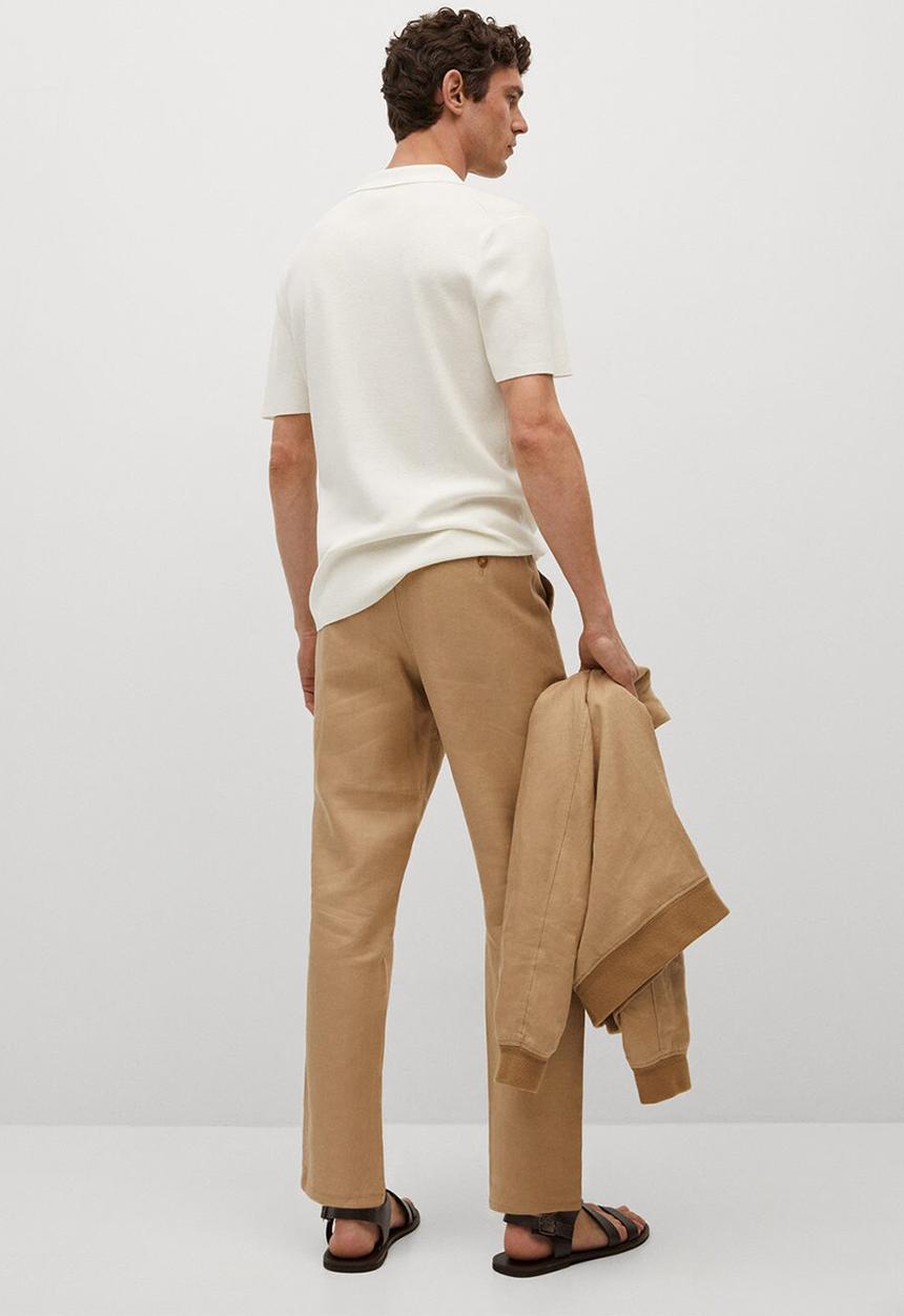 MANGO - Polo shirt lino - white