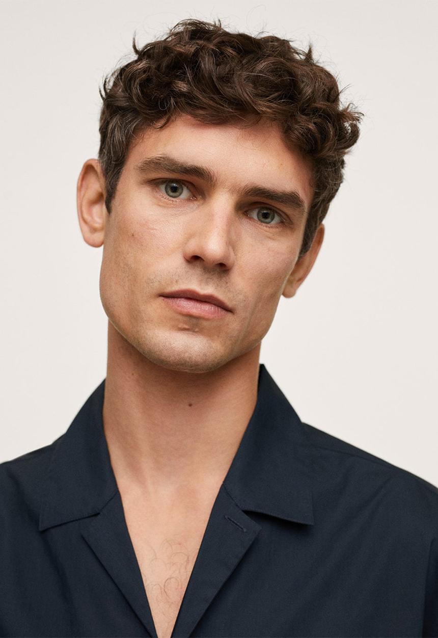 MANGO - Shirt manises - navy