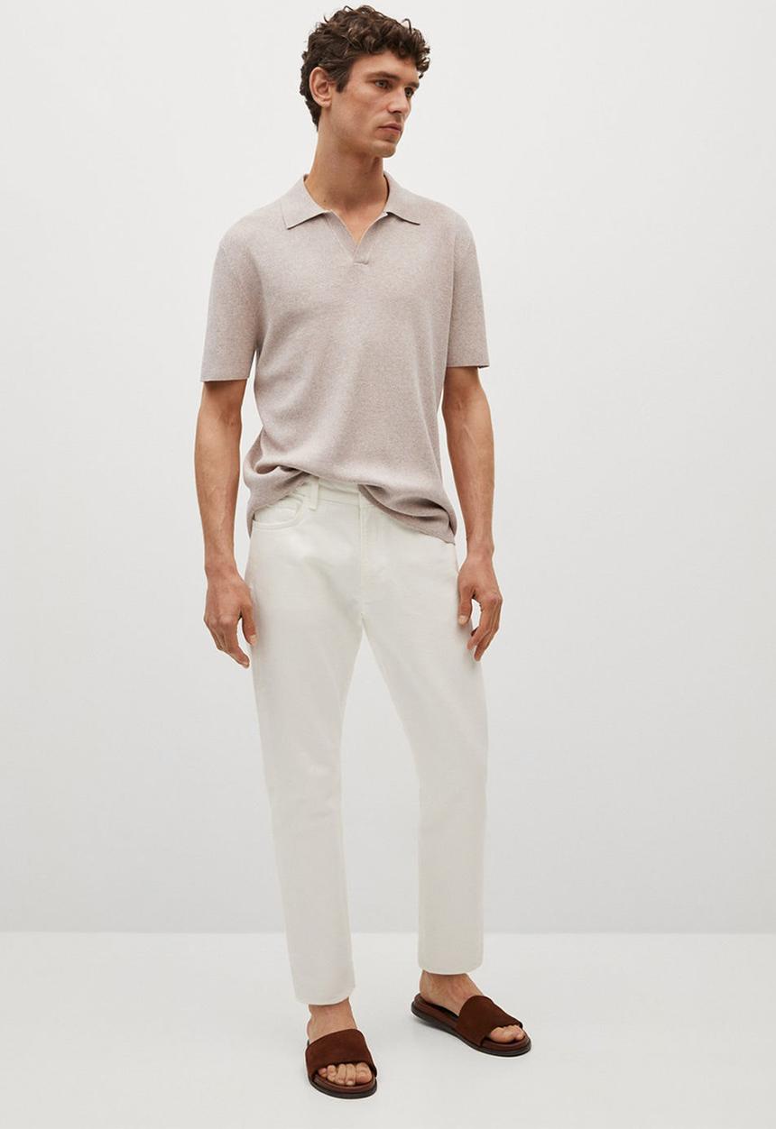 MANGO - Polo shirt lino - light beige