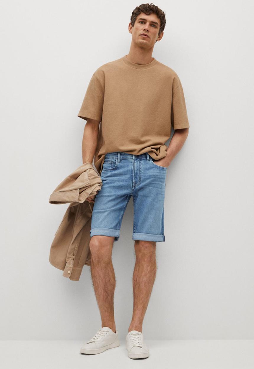 MANGO - Bermuda shorts rock - light blue