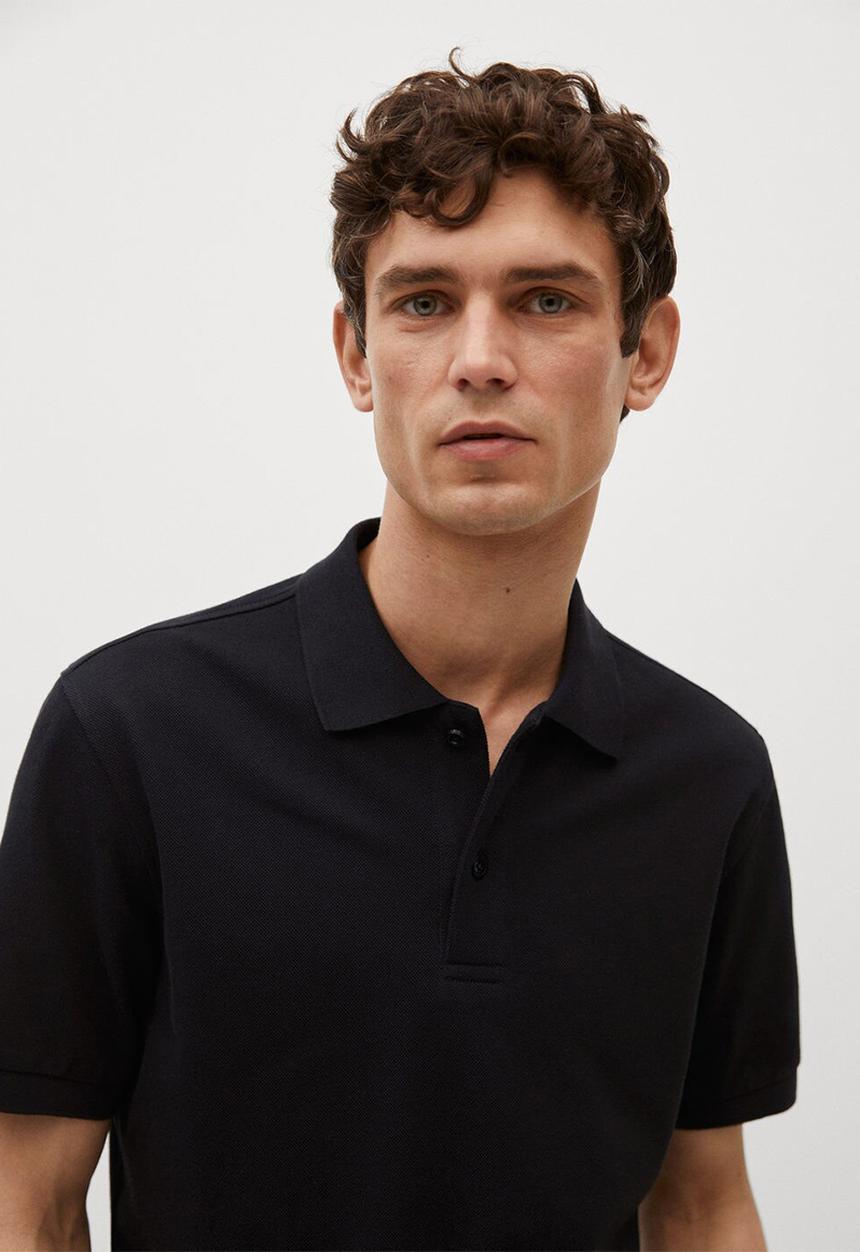 MANGO - Polo shirt rea - black