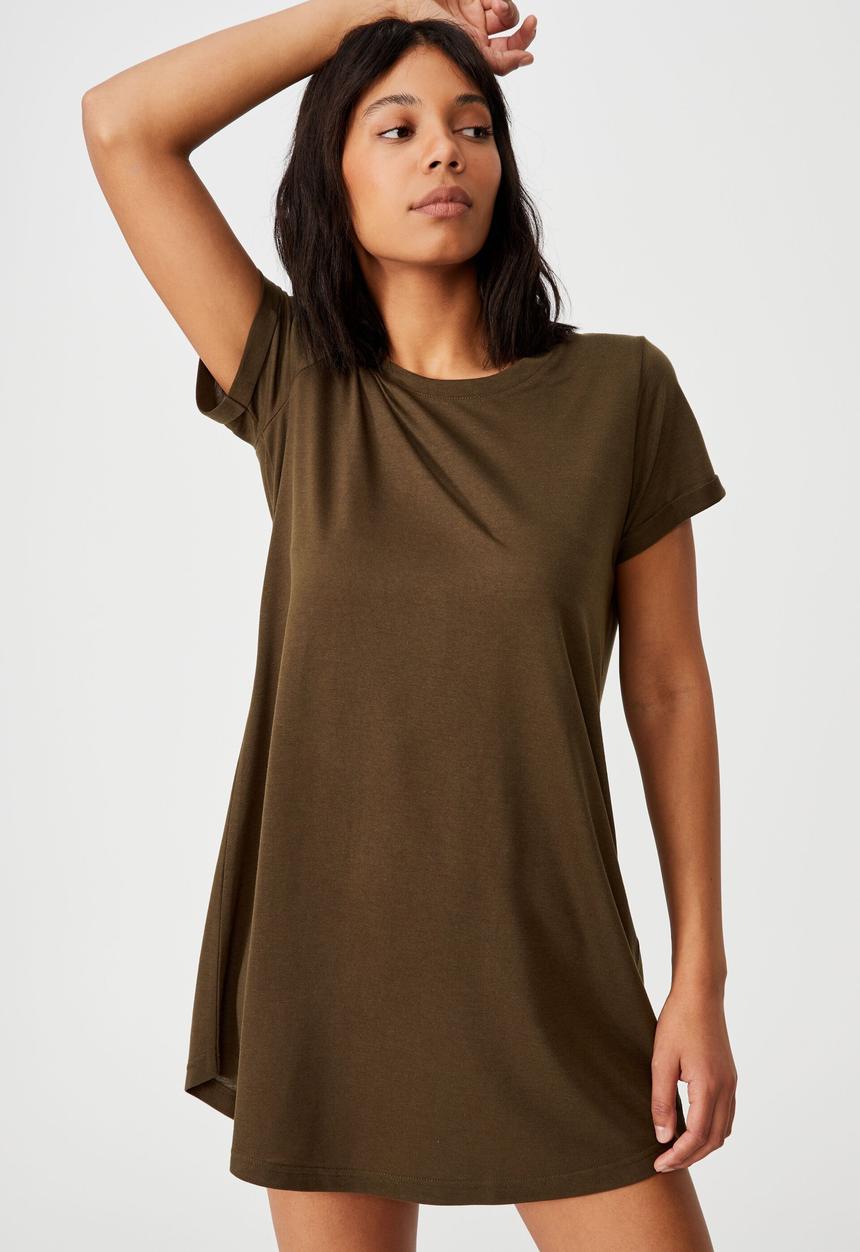 Cotton On - Tina tshirt dress 2 - dusty olive