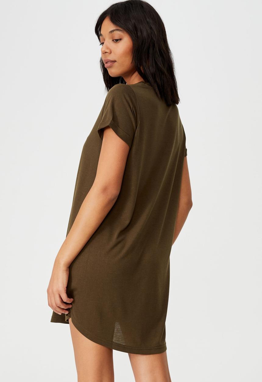 Cotton On - Tina tshirt dress 2 - dusty olive