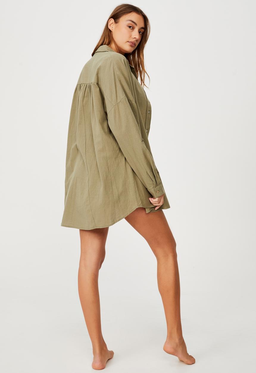 Cotton On - Swing beach shirt - warm khaki