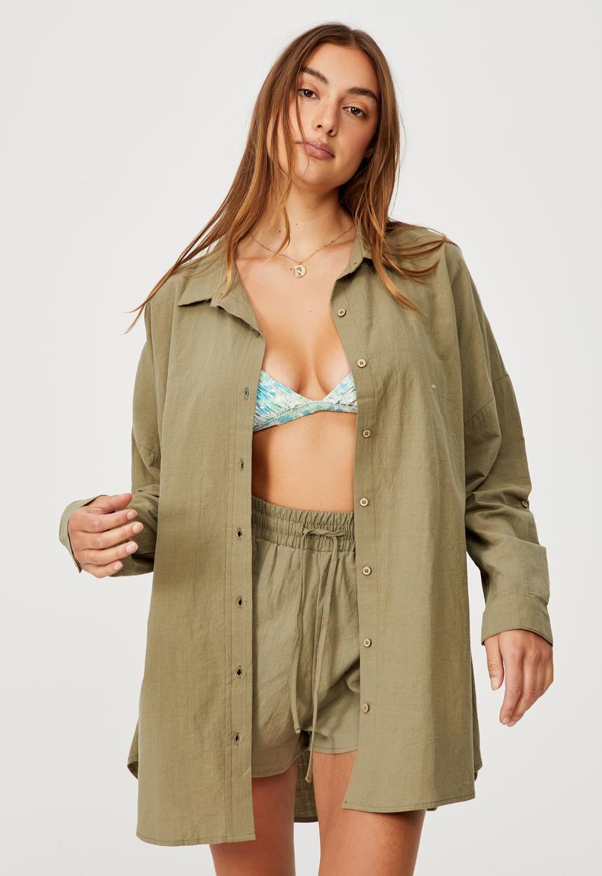 Cotton On - Swing beach shirt - warm khaki