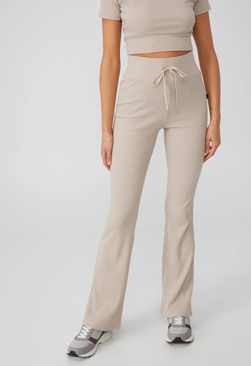 Cotton On - Lifestyle rib flare pant - natural