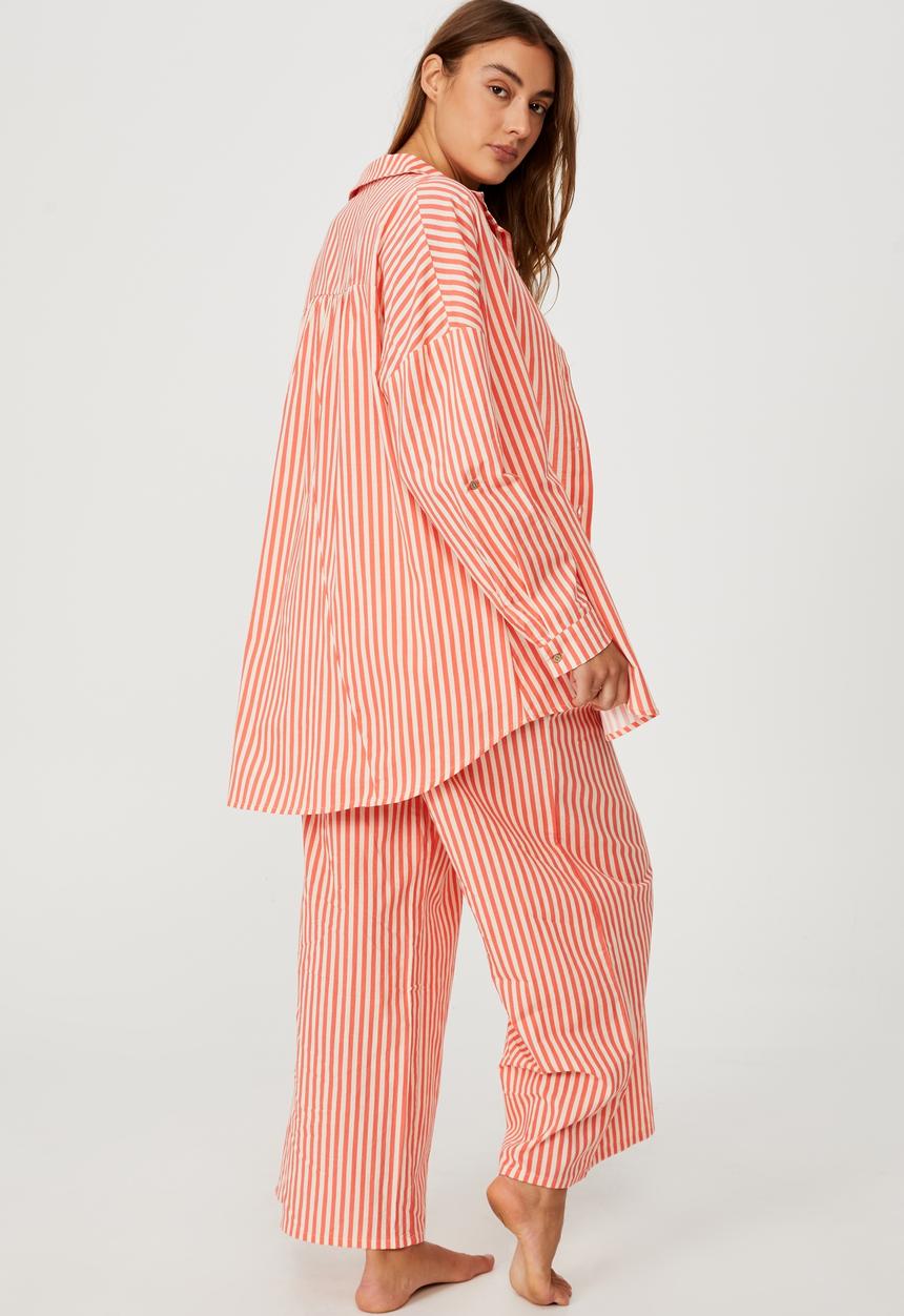 Cotton On - Swing beach shirt - pomegranate/sandcastle stripe
