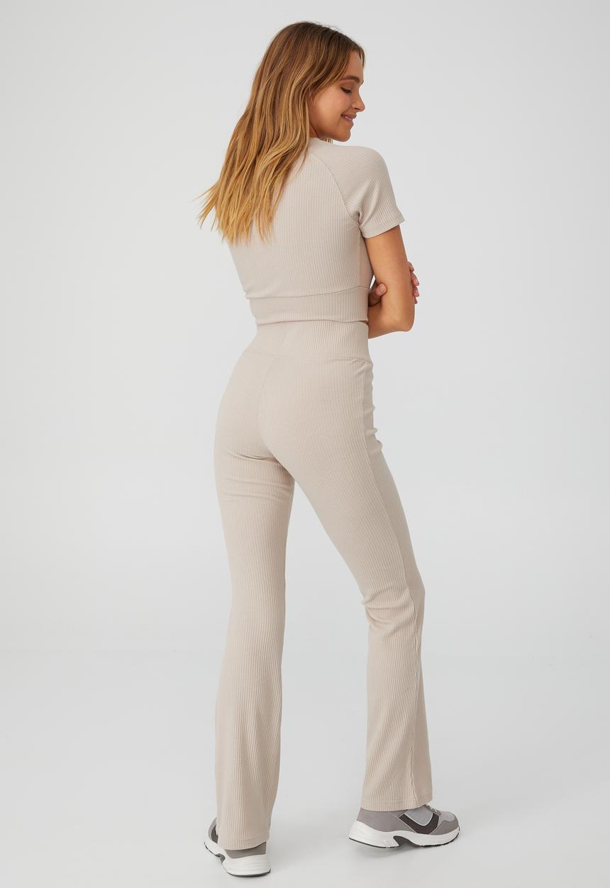 Cotton On - Lifestyle rib flare pant - natural