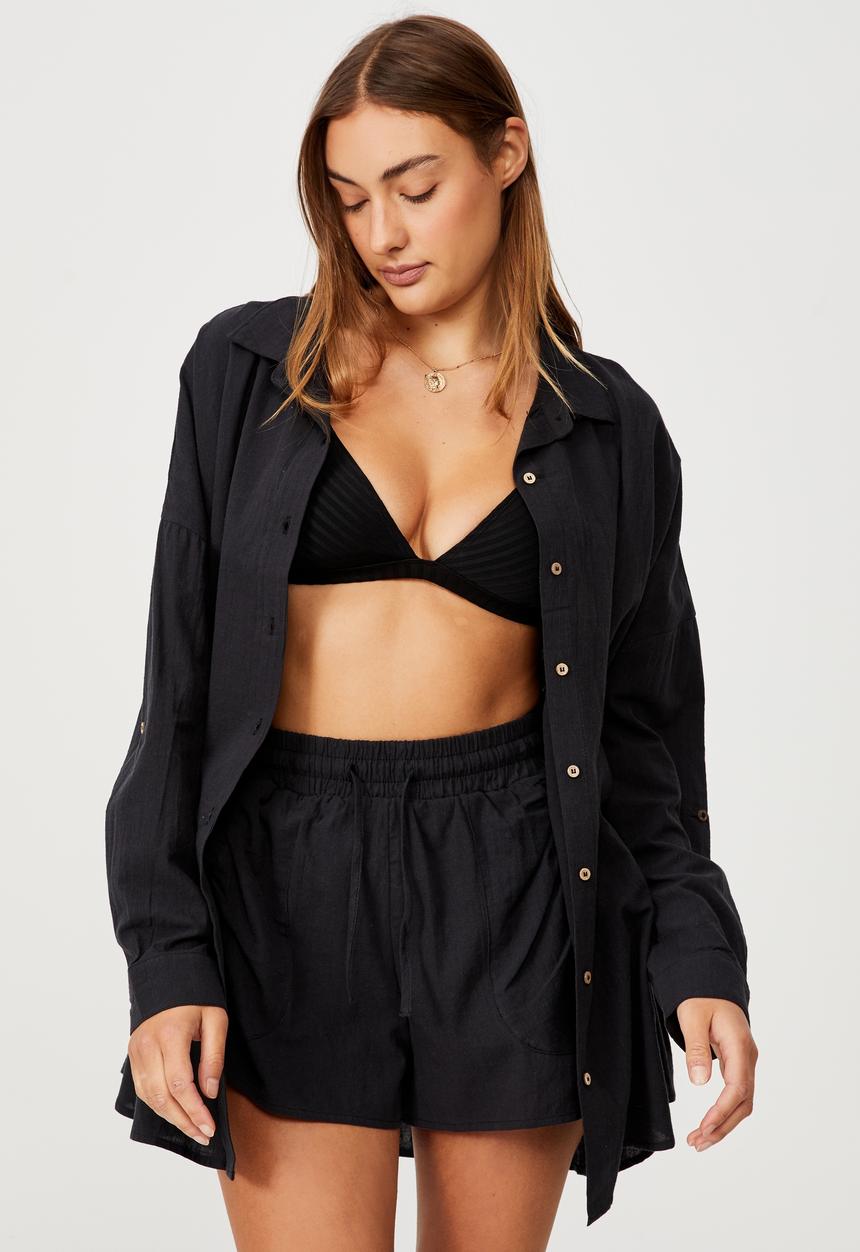 Cotton On - Swing beach shirt - washed black