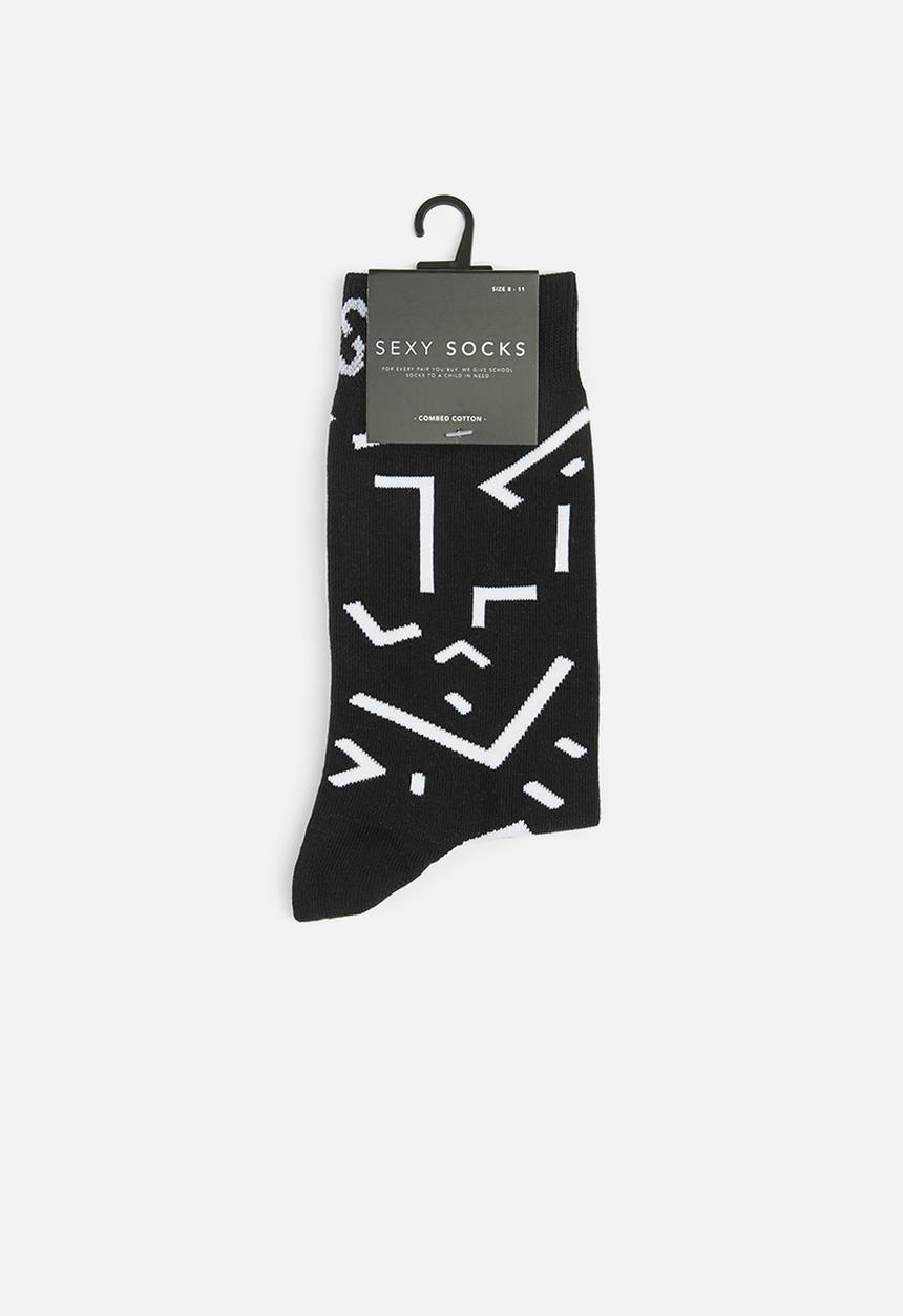 Sexy Socks - Ssm16 dappers socks - black & white 