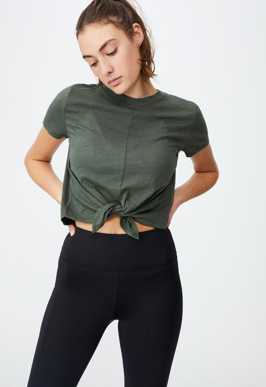 Cotton On - Lifestyle tie up T-shirt - khaki