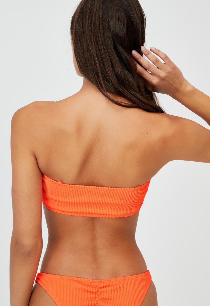 Cotton On - Midi bandeau bikini top crinkle - mango crinkle
