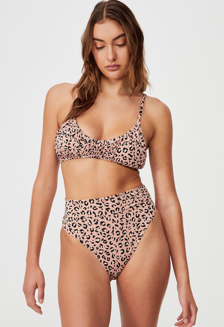 Cotton On - Gathered scoop crop bikini top - leopard wave