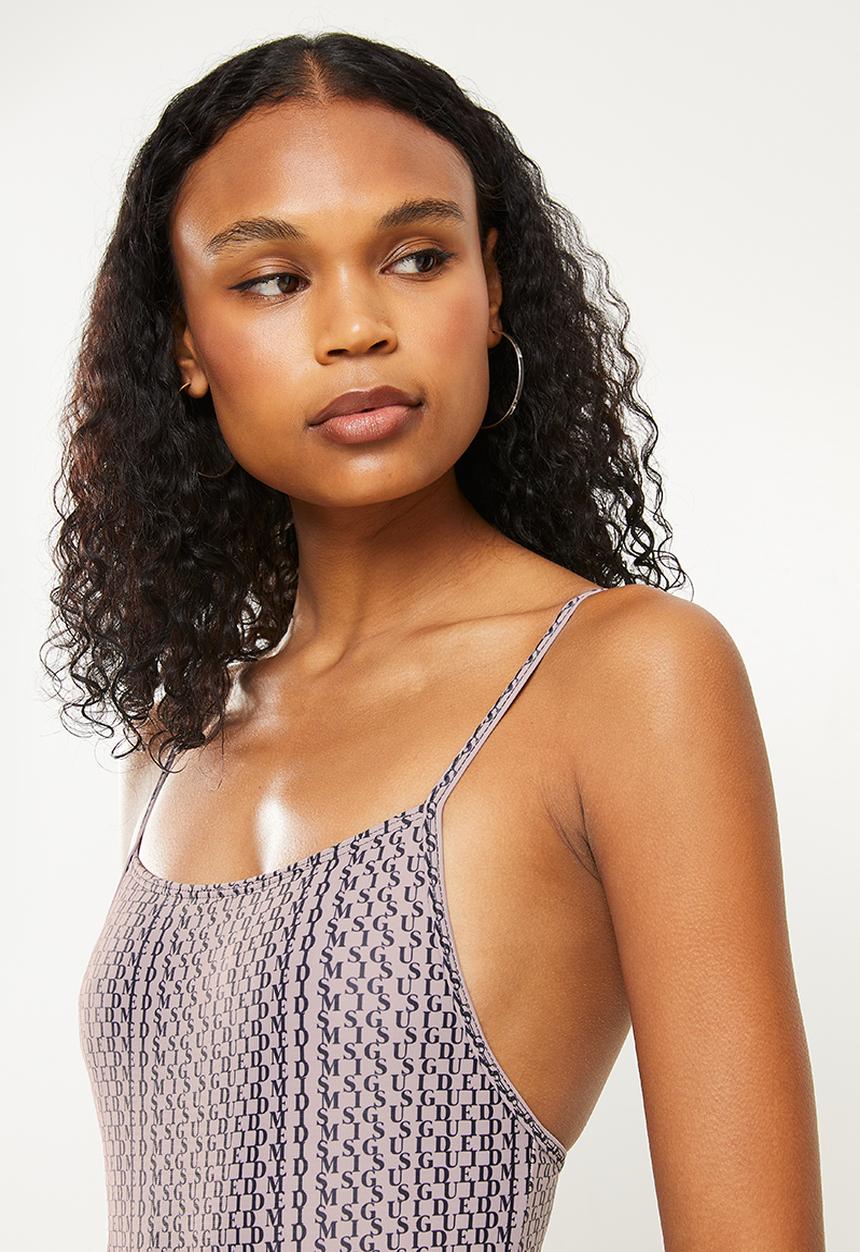 Missguided - Missguided repeat print swimsuit - taupe