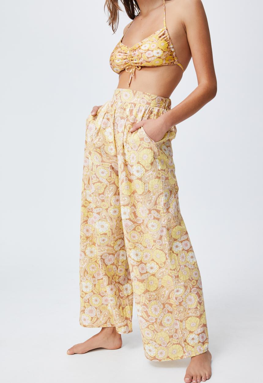 Cotton On - Palazzo beach pant - retro paisley yellow
