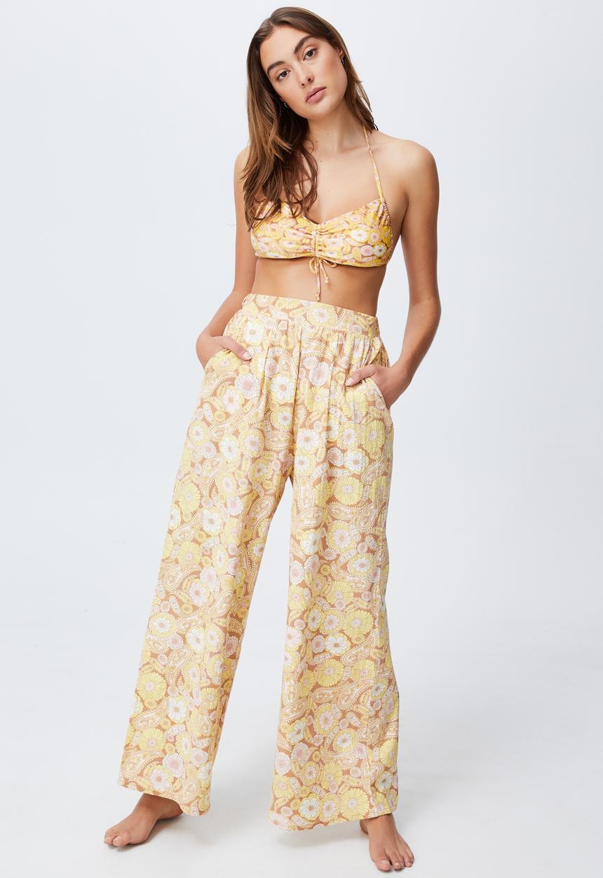 Cotton On - Palazzo beach pant - retro paisley yellow