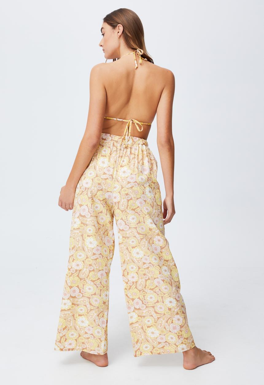 Cotton On - Palazzo beach pant - retro paisley yellow