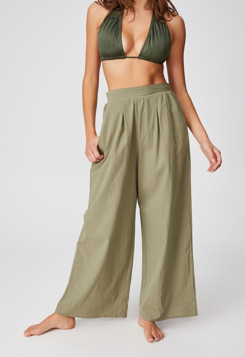 Cotton On - Palazzo beach pant - warm khaki