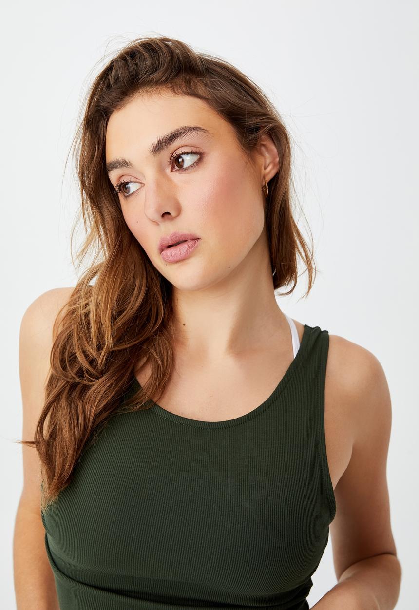 Cotton On - Rib twist tank top - khaki