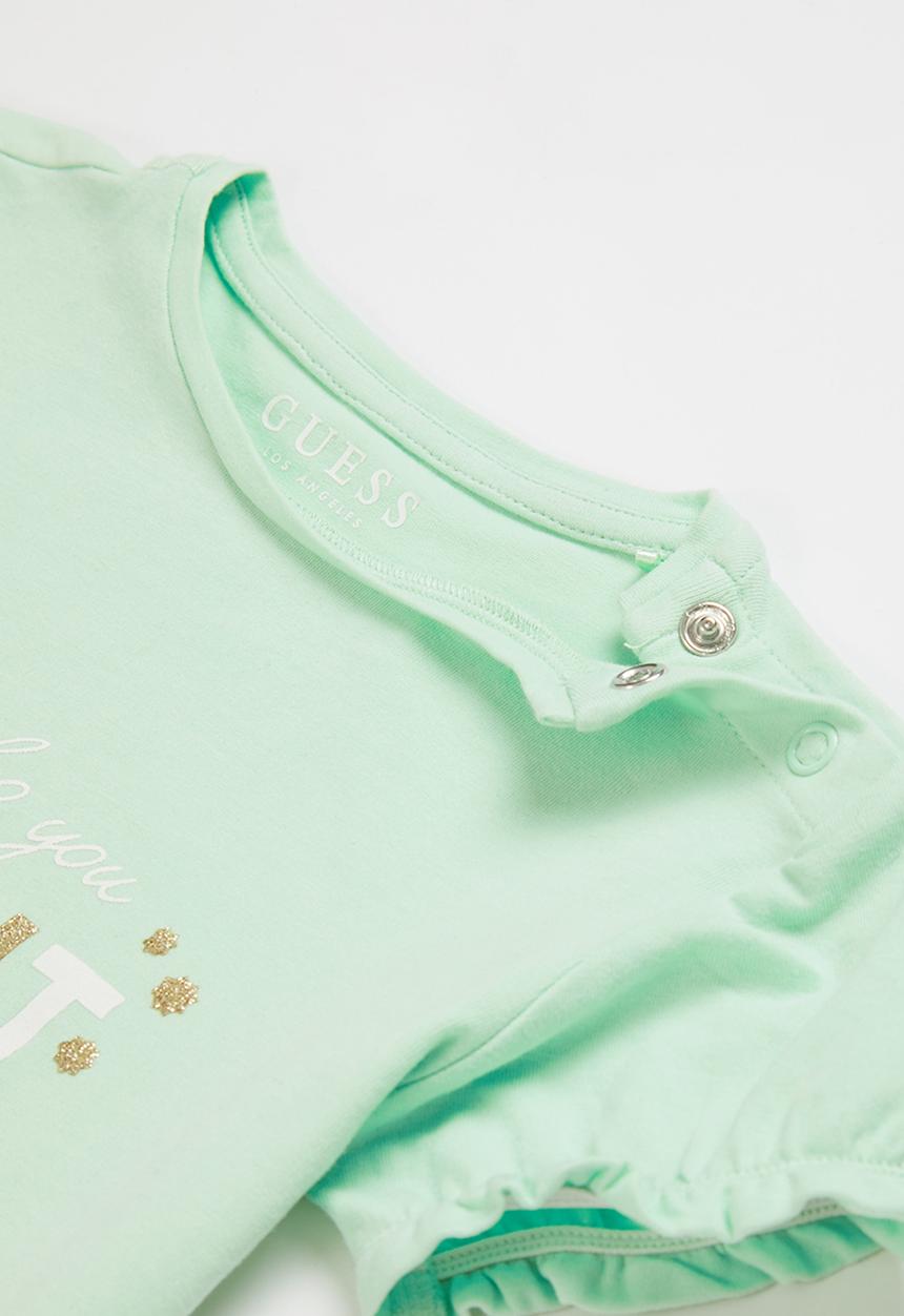 GUESS - T-shirt & denim lace skirt set - blue & mint 