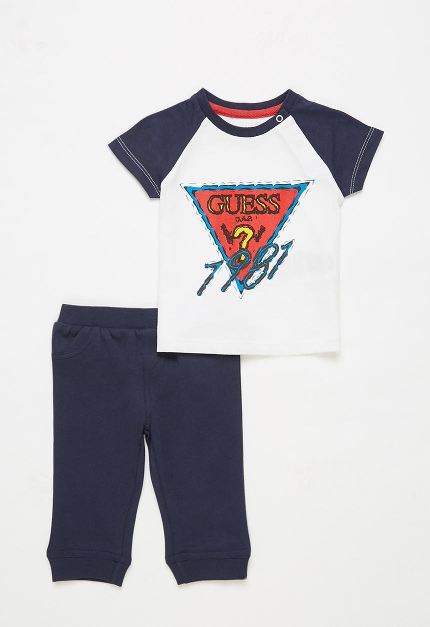 GUESS - Short sleeve t-shirt  & denim pants - white & navy 