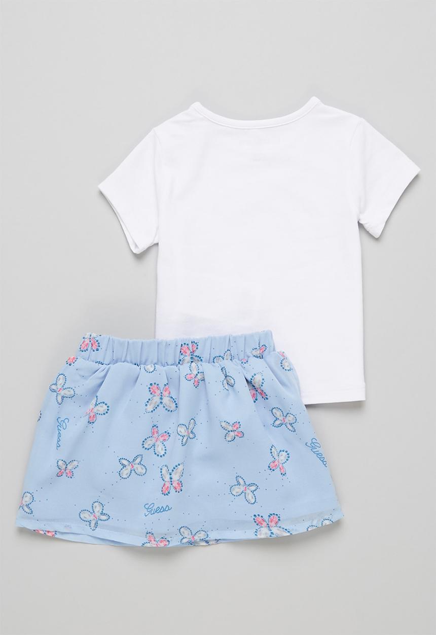 GUESS - T-shirt & butterfly skirt set - white & blue