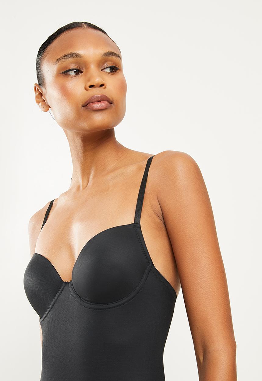 Niptuck Shapewear - Full dress, with built-in bra mesh bottom compression - black