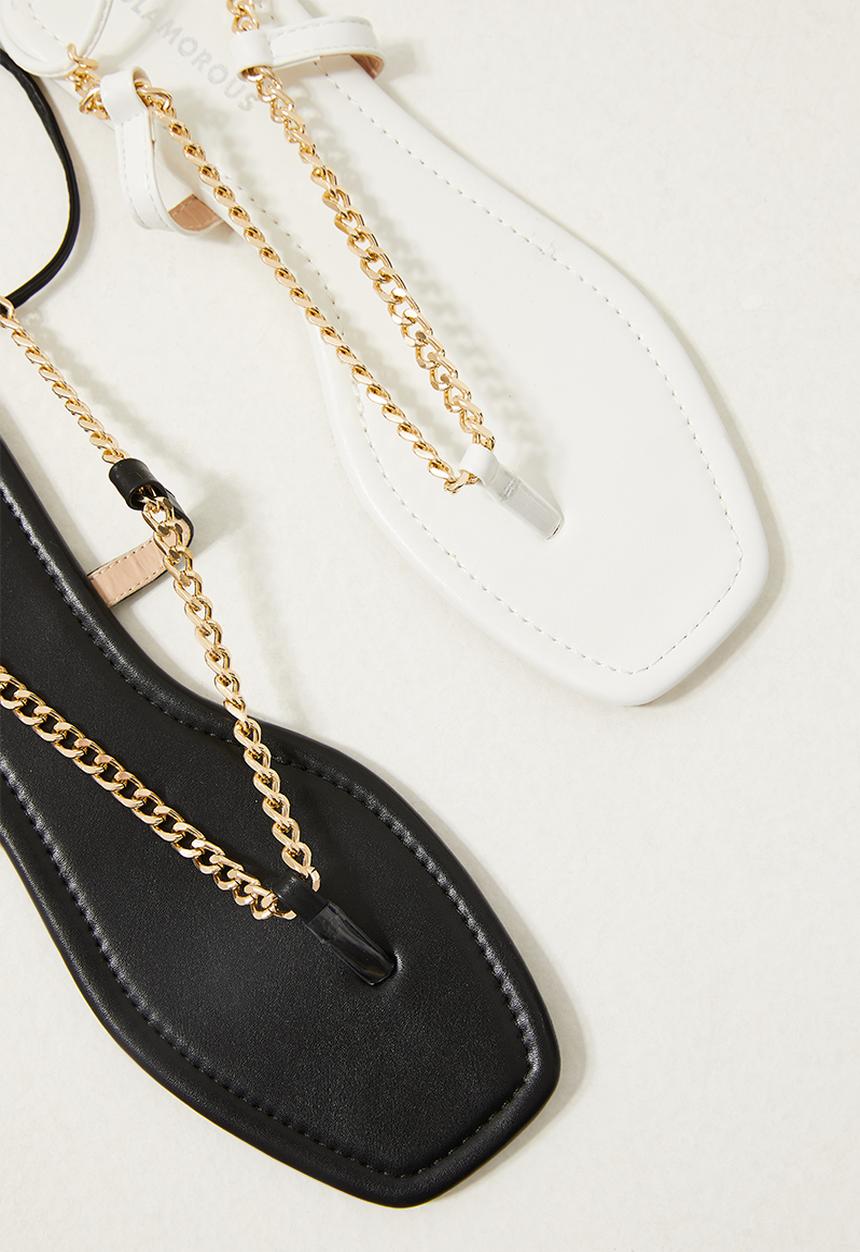 Glamorous - Chain detail sandal - black