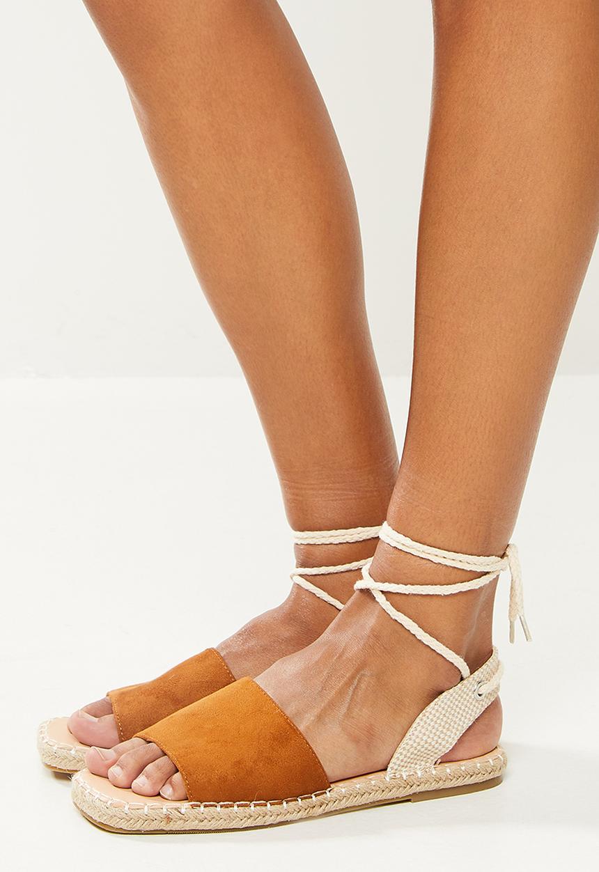 Glamorous - Ankle tie espadrille sandal - tan