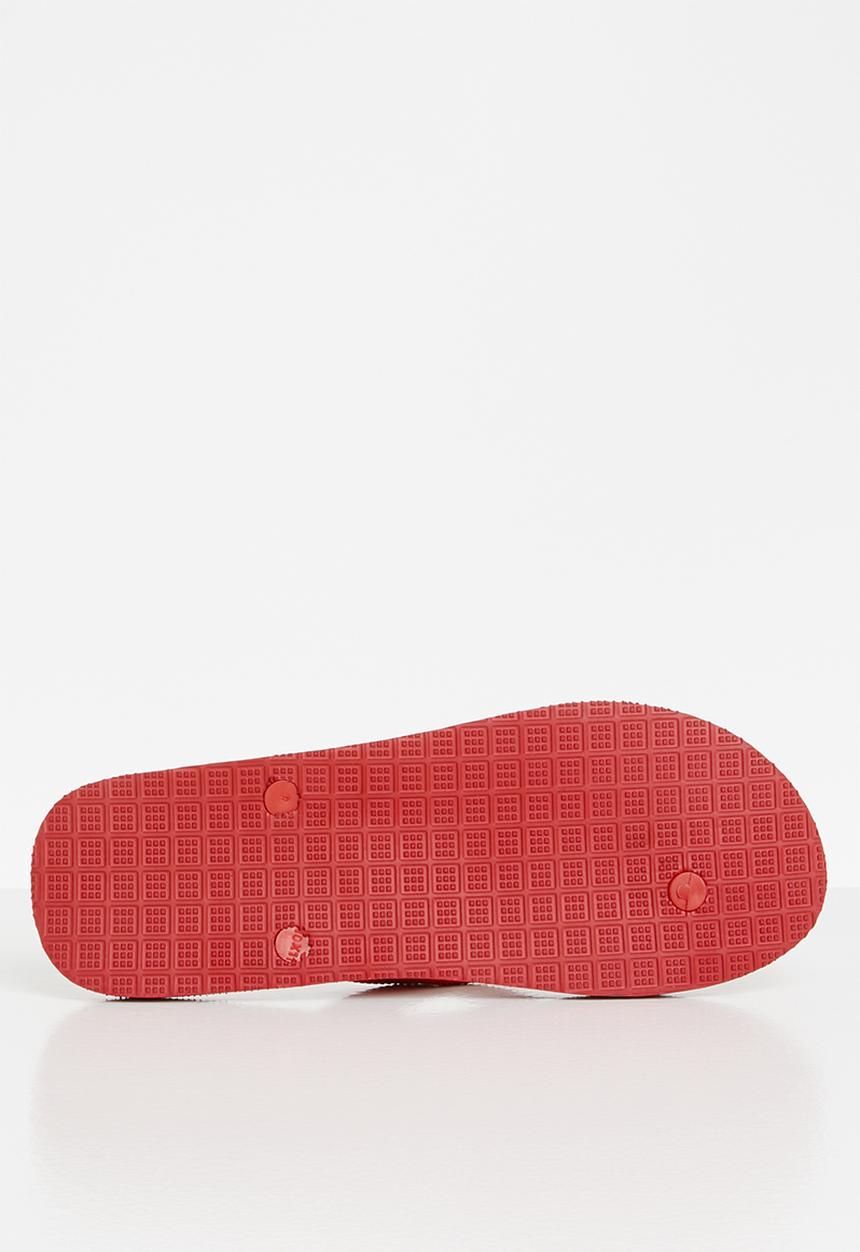 Aca Joe - Mens aca joe printed slip slops - red