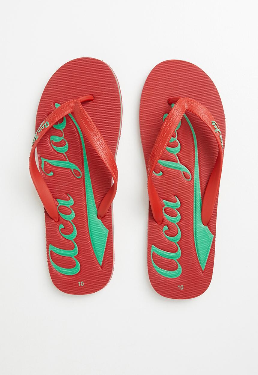 Aca Joe - Mens aca joe printed slip slops - red