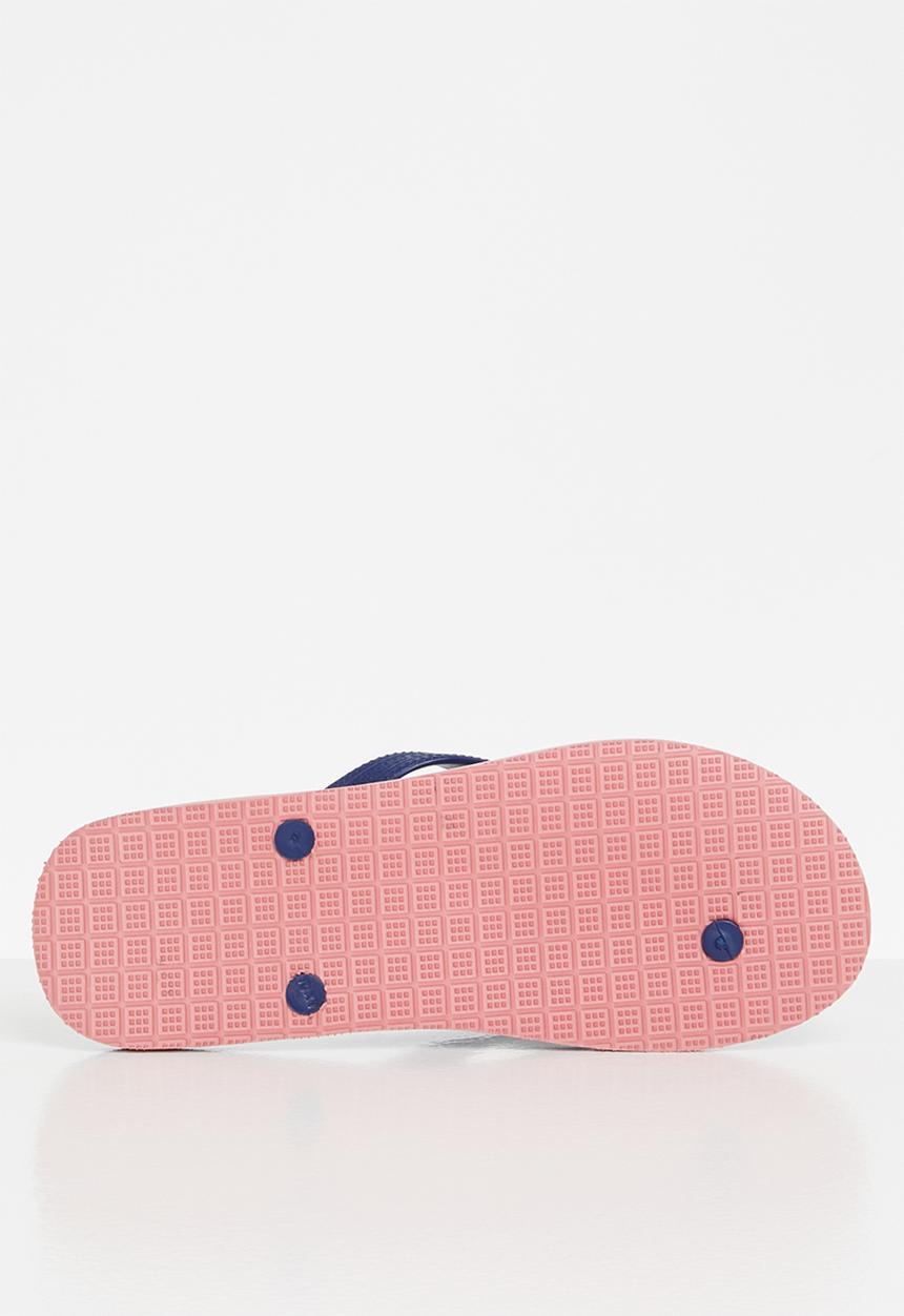 Aca Joe - Mens aca joe printed slip slops - royal blue & pink