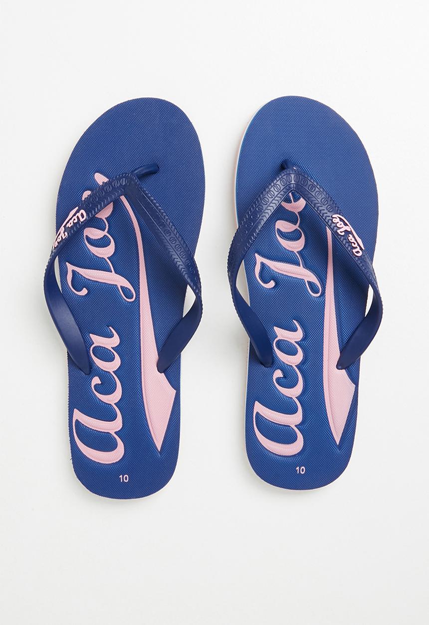 Aca Joe - Mens aca joe printed slip slops - royal blue & pink
