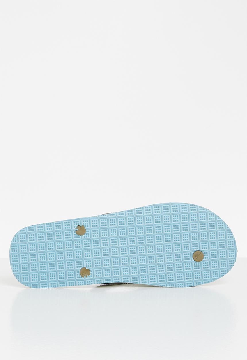 Aca Joe - Mens aca joe printed slip slops - brown & blue