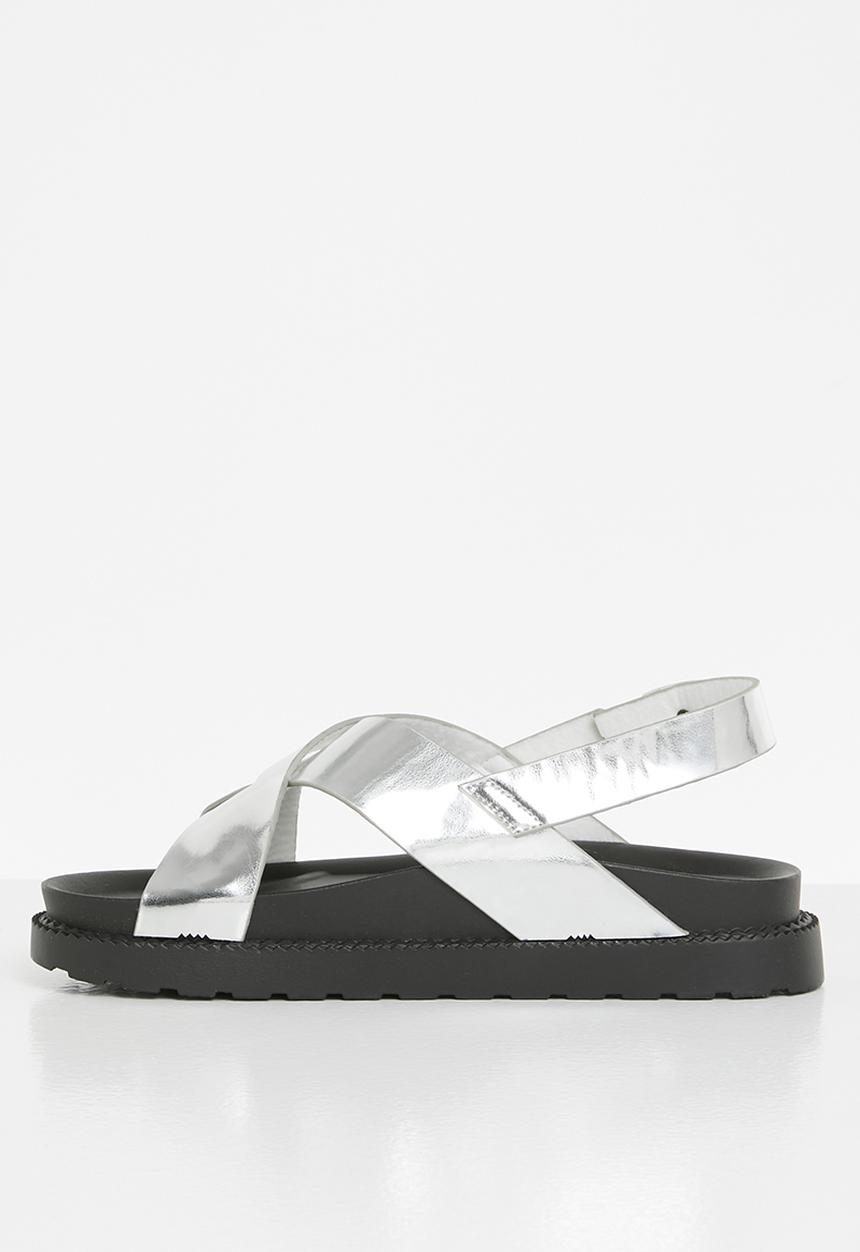 Jada - Cross strap chunky sandal - silver