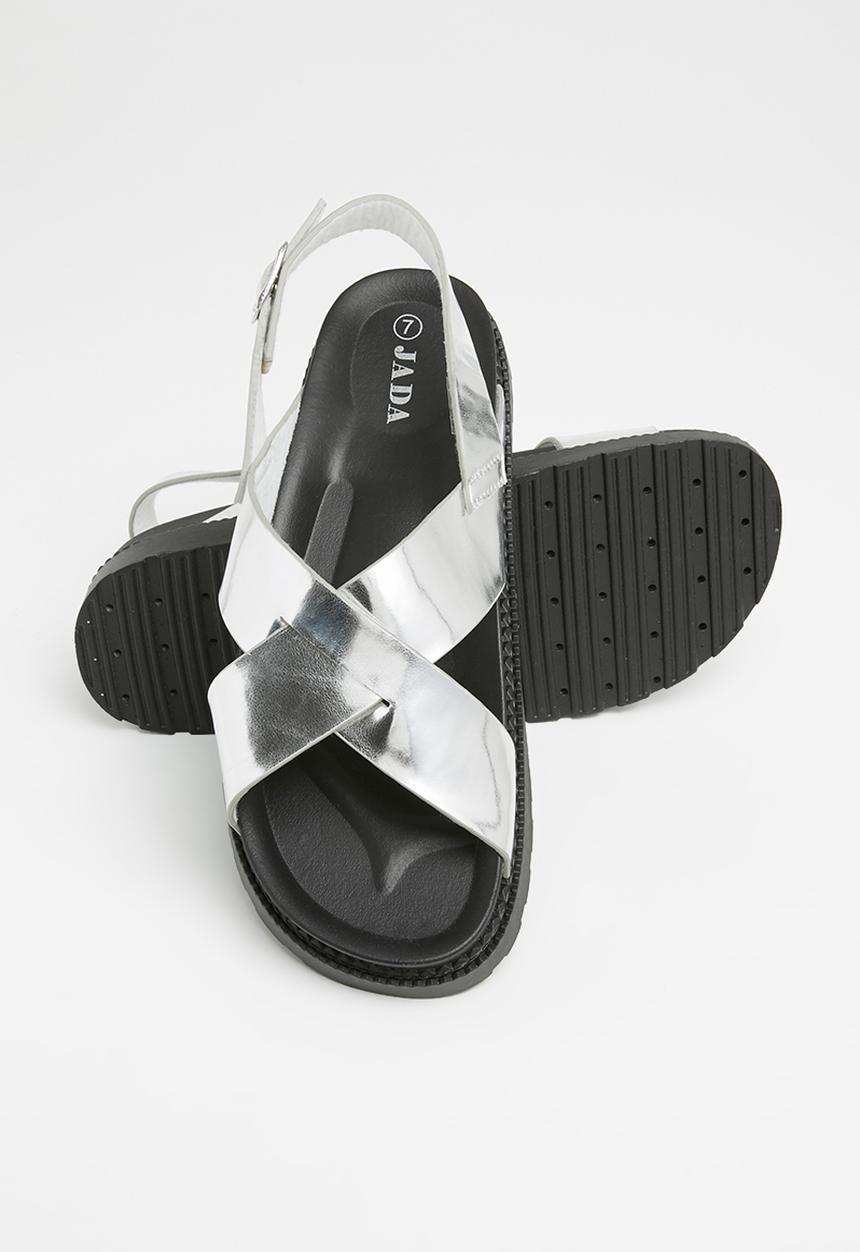 Jada - Cross strap chunky sandal - silver