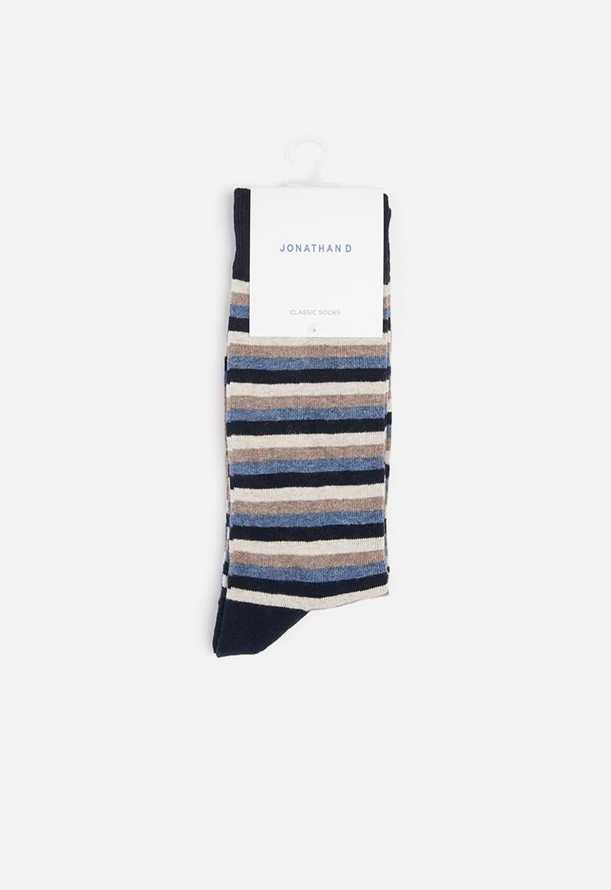 Jonathan D - Branded single pair socks - grey thin stripes