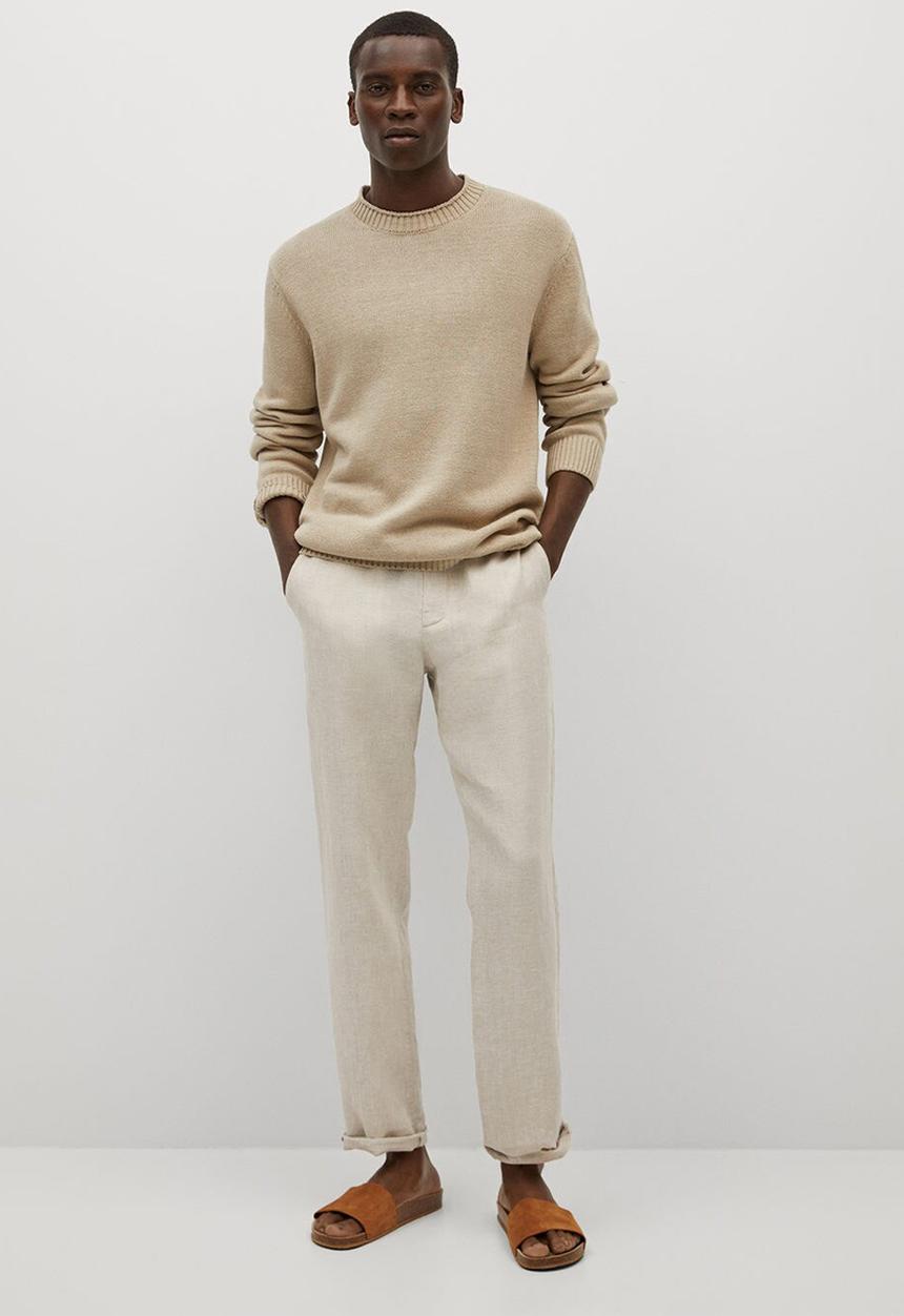 MANGO - Trousers oyster - light beige