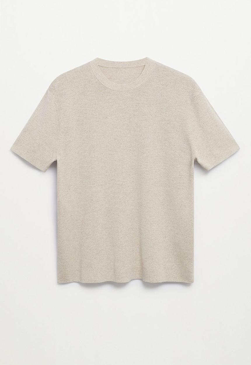 MANGO - T-shirt ledet - light beige