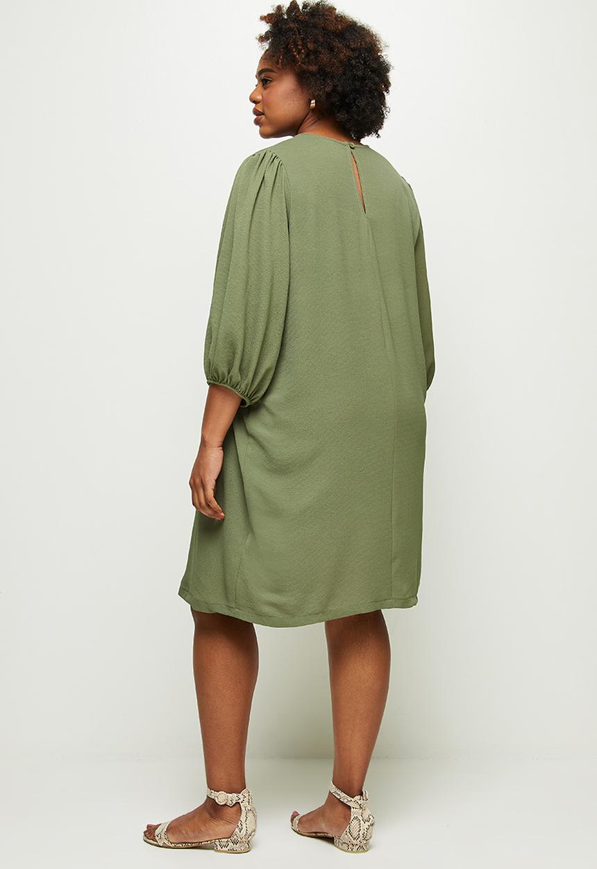 edit Plus - Below sleeve shift dress - olive