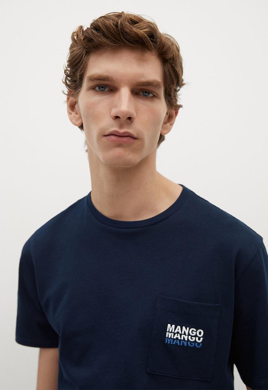 MANGO - T-shirt logopok-h- navy