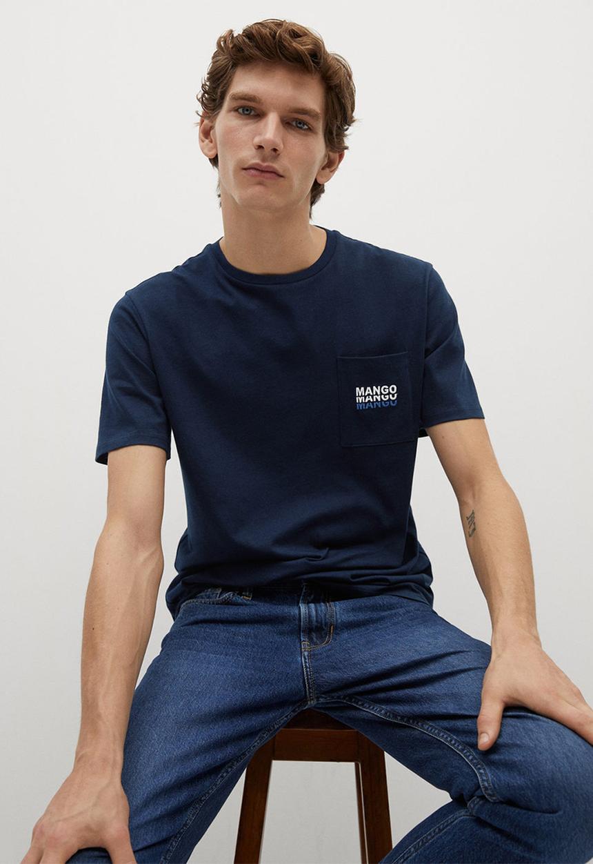 MANGO - T-shirt logopok-h- navy