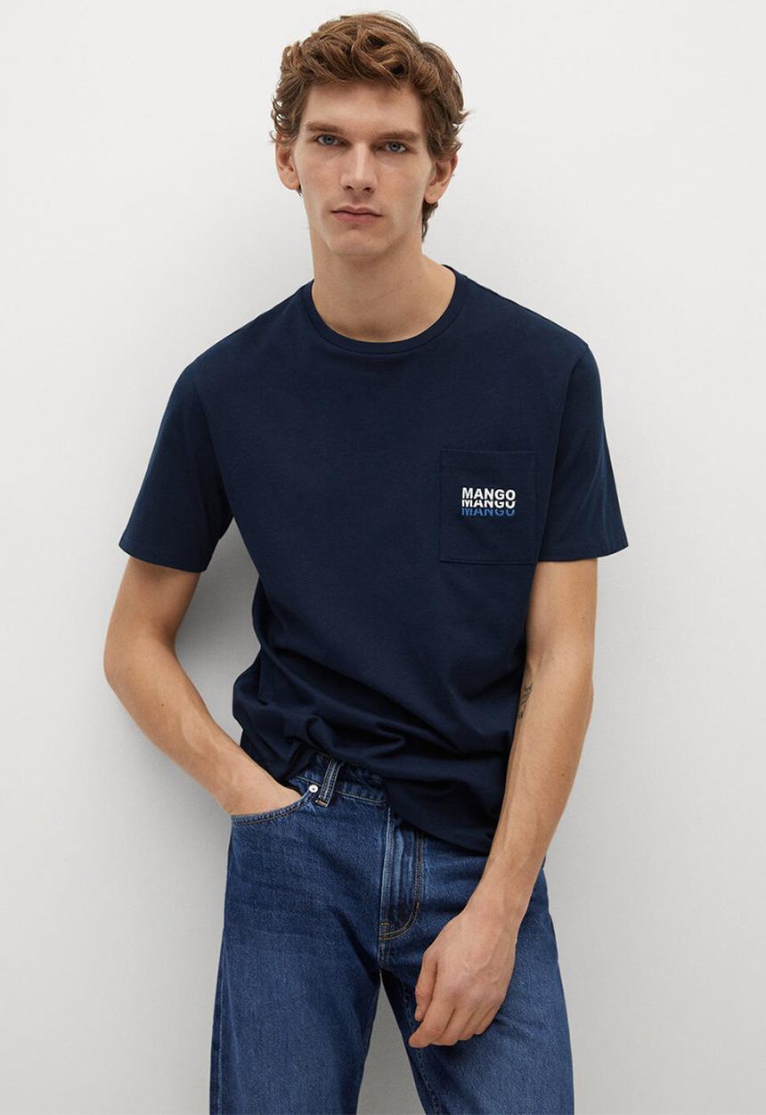 MANGO - T-shirt logopok-h- navy